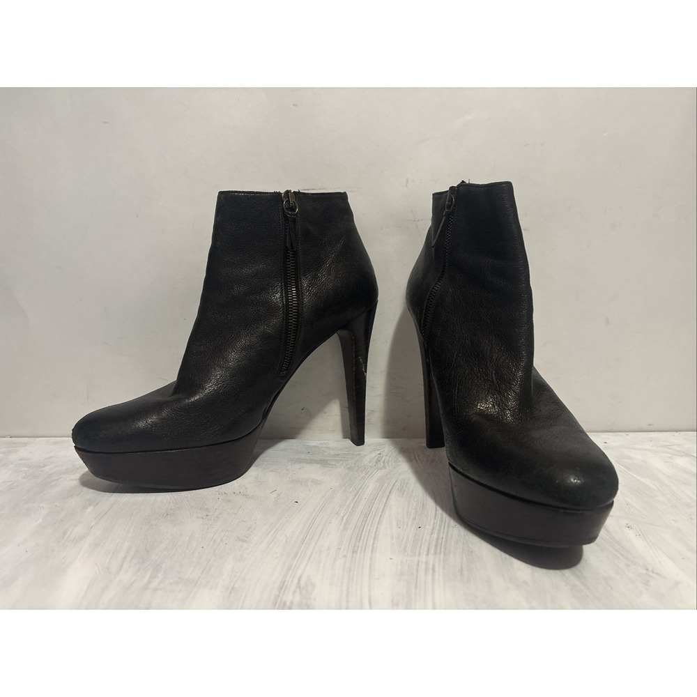 Stuart Weitzman Black Leather Platform Ankle Bootie Heels 9M IW 51026
